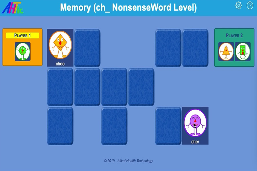 AHTic articulation speech therapy game - Memory